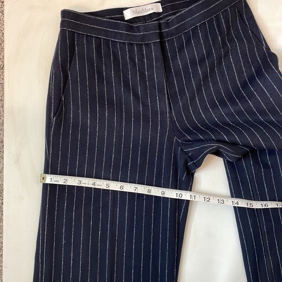 Max Mara Blue Wool Pinstripe Pants Size 2 - Picture 12 of 13